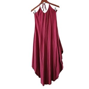 Gauze boho strappy dress dark red M cotton VGUC sundress adjustable summer